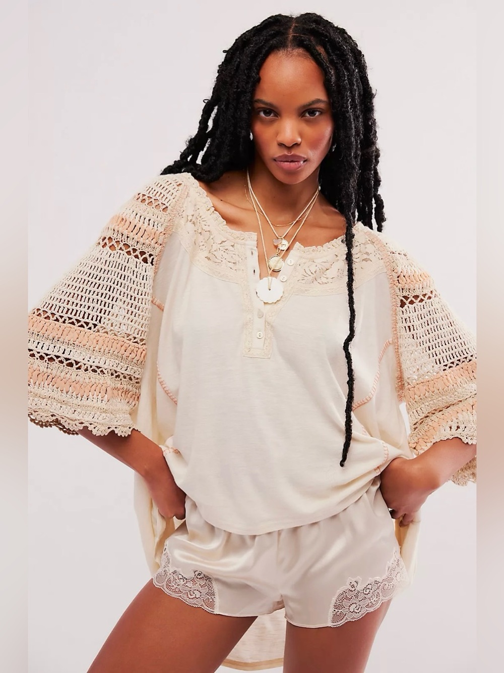 Free People Crochet Me Pullover , sz : XS